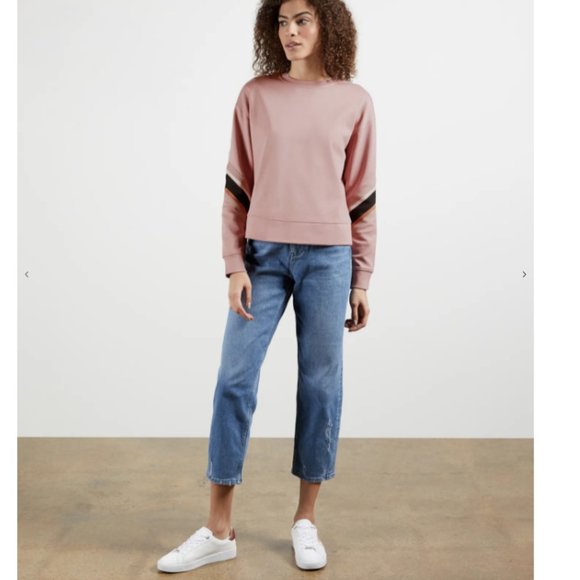 Ted Baker Jjordan Sweatshirt With Knitted Stripe Pale Pink size 2 nwot - Picture 6 of 13